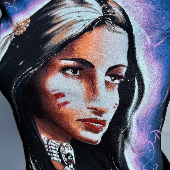 Y2K Morgan de Toi Tee Shirt Indian Princess Side Lace Cut Out Cap Sleeve Size XS - Picture 10 of 13